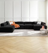 Resim S Home Design Concept Frida 5 Modül Pofidik Modüler Kanepe XL Köşe Koltuk Takımı, Sol Köşe Babyface, Siyah 