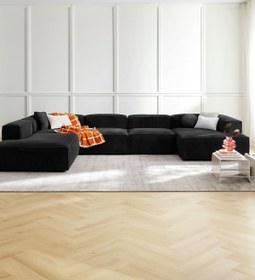 Resim S Home Design Concept Frida 5 Modül Pofidik Modüler Kanepe XL Köşe Koltuk Takımı, Sol Köşe Babyface, Siyah 