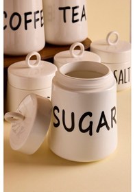 Resim Luca 7'li Ergonomik Porselen Baharatlık Seti Kulplu Kapaklı Beyaz Yuvarlak Formlu Beyaz Beyaz 