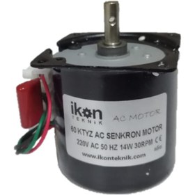 Resim İKON TEKNİK AC SENKRON MOTOR 60 KTYZ 14 Watt 30 RPM 220 Volt VİYOL MOTORU 