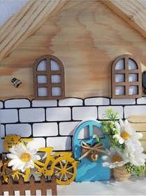 Resim PSAcraft Papatya Temalı Raf - Raflı Anahtarlık Askısı - Hediye - Duvar Dekorasyon beyaz 50 x 110 