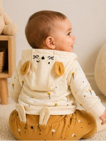 Resim NiLi Kız Bebek Krem Tavşan Detaylı Kapüşonlu Fermuarlı Sweatshirt 