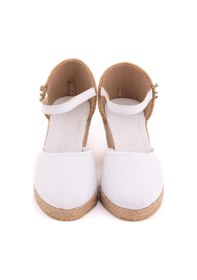 Resim Star Tombis Gerçek Elişi Hasır Dolgu Topuk Keten Hasır Espadril Handmade Beyaz 