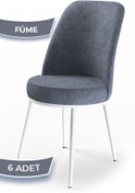 Resim Canisa Concept Dexa Serisi, Üst Kalite Yemek Odası Sandalyesi, Metal Beyaz Iskeletli, 6 Adet Füme 