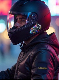 Resim Y20 Max 500m Telsiz Motorsiklet Intercom Su Geçirmez Kask 2 Kişi Telsiz Bağlantılı Intercom Rgb Intercom 