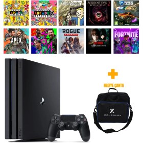 Resim Sony PlayStation 4 Pro 1TB + 10 Dijital Oyun + Tek Kol + ConsoleX Çanta (Yenilenmiş) 