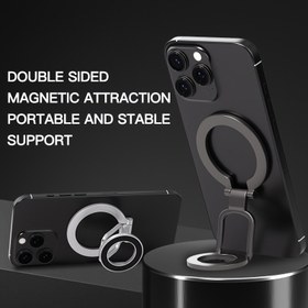 Resim 2025 Yeni Çift Taraflı Güçlü Manyetik Tutucu Mobil Telefon Braketi 360 Derece Döndürme Manyetik Parmak Yüzü Desteği Cep Telefonları Katlanabilir Stand iPhone için 