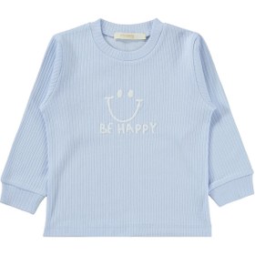 Resim Minidamla Gülen Yüz Baskılı 1-6 Yaş Pijama Takımı - Mavi - Açık Mavi / 6-7 Yaş 