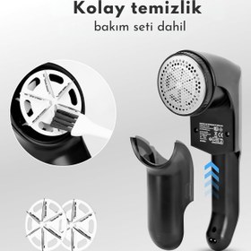 Resim 2000 mAh Elektrikli Tüy Toplayıcı, LED Ekranlı, 6 Bıçaklı, Kıyafet ve Kumaşlar İçin 