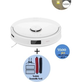 Resim Roborock 3 Farklı Çalışma Modu 6000PA Ultra Güç Kamera Lidar Haritalama Halı Tanıma+Mop Kaldırma Özellikli Robot Süpürge+ Yedek Temizlik Seti+ Onerous Lambader 
