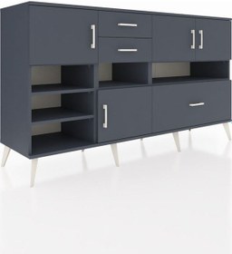 Resim Hyperion Konsol 7 Raflı 3 Çekmeceli 4 Kapaklı 176x44x99 Antrasit- Antrasit-antrasit 