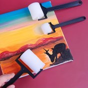 Resim 3 adet Uzun Saplı Yaratıcı Boya Düz Sünger Ruloları Seti, Sanat Malzemeleri Boyama Araçları Rulo Baskı ve Çizim için 