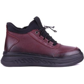 Resim Shoetyle - Hakiki Deri Bordo Renk Kadın Bot - 25102253-1383 Bordo 