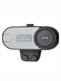 Resim pazariz 1km Telsiz Intercom Motosiklet Bluetooth Su Geçirmez Kask Kulaklık Lcd-ekran Fm-radyo 