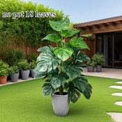 Resim 1 Büyük Yapay Monstera Bitkisi Gerçekçi Yapraklı 118,01 cm Yükseklikte - Yeşil Yapraklarla Dekoratif Plastik İç/Dış Mekan Süsü - Ev, Bahçe, Çiftlik Evi ve Kapı Süslemesi için Düşük Bakım Gerektiren Zemin Bitkisi (Pilsiz/Elektriksiz) - Yaz Dekoru ve Bağımsızlık Günü Kutlamaları için İdeal 