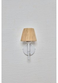 Resim Bohem Hasır Rafya Saçaksız El Yapımı Beyaz Ledli Aplik Beyaz 