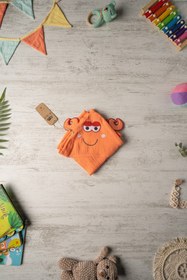 Resim Be'Calm Crab - Yengeç Nakışlı Müslin Organik Pamuk- Banyo Kundak - Turuncu 