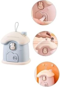 Resim Sevimli Tavşan Figürlü Anahtarlı Pembe Kumbara, Çocuklar için Eğitici Para Biriktirme Kutusu, Dekoratif Tasarım 