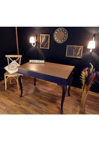 Resim Wooding-Mobilya Wooding 100 Cm Masif Lacivert Naturel Yemek Masası 