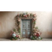 Resim Venspor Romantik Çiçekli Ahşap Kapı Tasarımlı Arkaplan, 200x150cm, Fon, Duvar Örtüsü 