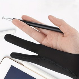 Resim Anti-kazara Dokunmatik Eldiven Tek Parmak Üç Katmanlı Anti-kazara Dokunmatik Boyama ve Eskiz Eldiveni Düz Çizim Eldiveni İki Parmak Üç Katmanlı Anti-kazara Dokunmatik Boyama Eldiveni iPad için 