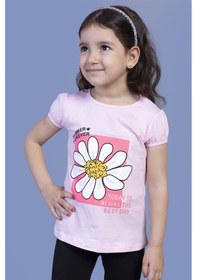 Resim Toontoy Kids Toontoy Kız Çocuk Papatya Baskılı Taş İşlemeli Tişört Pembe 