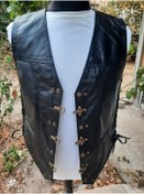 Resim ArdaStilDeri Hakiki Deri Motorcu Chopper Deri Yelek 