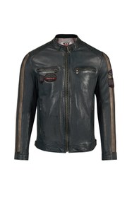 Resim Pitstop Erkek Lacivert Armalı Spor Deri Ceket - Lacivert / 3XL 