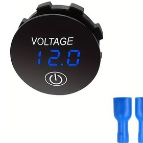 Resim Xuweiwei Blue Anjkflur Led Dijital Göstergeli Araç Voltmetre Dokunmatik Açma Kapama Anahtarı 