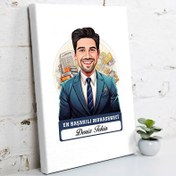 Resim Karikatürlü En İyi Erkek Muhasebeci Kanvas Tablo 
