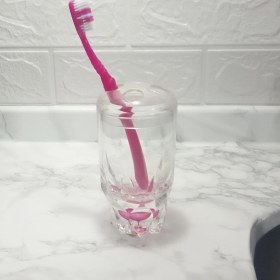 Resim 2 Adet Diş Fırçalık Kristal Damlalı Akrilik 7x7x14cm Banyo Seti Çok Renkli 