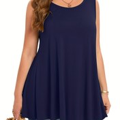 Resim Plus Beden Kadınlar için Esnek Kolsuz Yuvarlak Yaka Tank Top - Düz Renk Günlük Tatil Giyimi, Makinede Yıkanabilir İlkbahar/Yaz Üstleri, Bayanlar için Tank Tops, Yazlık Plus Üst, Akıcı Kumaşlı Üst, Şeffaf Olmayan Kumaş, Seyahat Kıyafeti, Rahat Kesim, Nefes Alabilen Malzeme, Sıcak Hava Kıyafetleri 