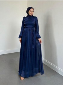 Resim STİLZARAFET Kuşaklı Janjan Kumaş Tesettür Abiye 