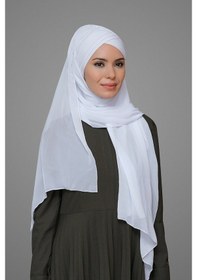 Resim Hürrem Bone Beyaz Pratik Hazır Geçmeli Bone Şal Şifon Kendinden Boneli Üç Ban 
