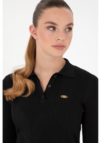 Resim U.S. Polo Assn. Kadın Siyah Polo Yaka Kazak 50297087-VR046 