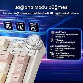 Resim Aula AU75 3 Modlu RGB Hot Swap Mekanik TKL Bloomfield Switch Kablosuz Makrolu Klavye Krem 