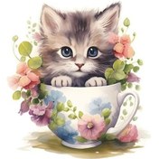 Resim Novahub Çay Fincanı Kedi Çiçek Tuvalet Etiket Çıkarılabilir Kendinden Yapışkanlı Su Geçirmez Pvc Odası Duvar Sanatı Banyo Sticker 55760162 