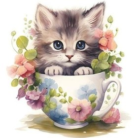 Resim Novahub Çay Fincanı Kedi Çiçek Tuvalet Etiket Çıkarılabilir Kendinden Yapışkanlı Su Geçirmez Pvc Odası Duvar Sanatı Banyo Sticker 55760162 