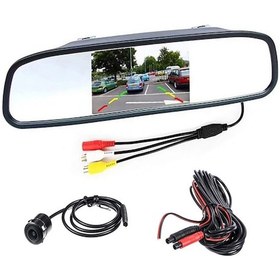 Resim Rg-202 Araba Dikiz Aynası Ekranı 4.3 '' Su Geçirmez Yuvarlak Kamera İle Kamyon Dikiz Aynası Ekranı 