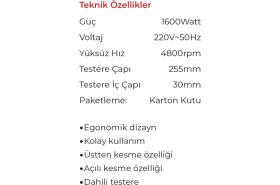 Resim Max Extra MX8230 Gönye Kesme Makinası 255MM 1600 Watt - Pvc - Ahşap - Metal - Alüminyum Kesme 