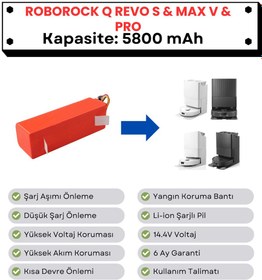Resim Roborock QRevo S Uyumlu Batarya 14.4V 5800 mAh Robot Süpürge Pili 