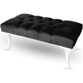 Resim Kapitoneli Bench Puf Siyah 