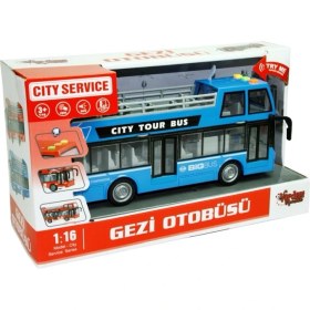 Resim Vardem 1:16 Sürtmeli Sesli Işıklı Gezi Otobüsü - Mavi 