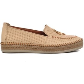 Resim Ayakmod 394162 Bej Hakiki Deri Kadın Loafer Ayakkabı 001 