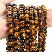 Resim AAA Sınıfı 4-12mm Doğal Sarı Kaplan Gözü Taş Boncuklar - Altın Kahverengi & Siyah Çizgili Cilalı Pürüzsüz Gevşek Aralık Boncukları DIY Takı Yapımı, Bileklikler, Kolyeler için - Erkekler İçin Hediye ve Aksesuarlar, Parlak Bitişli Dayanıklı Doğal Taş Boncuklar, Yüksek Kaliteli Taşlar, Hediye Alıcılar 