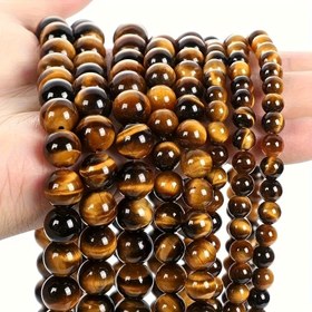 Resim AAA Sınıfı 4-12mm Doğal Sarı Kaplan Gözü Taş Boncuklar - Altın Kahverengi & Siyah Çizgili Cilalı Pürüzsüz Gevşek Aralık Boncukları DIY Takı Yapımı, Bileklikler, Kolyeler için - Erkekler İçin Hediye ve Aksesuarlar, Parlak Bitişli Dayanıklı Doğal Taş Boncuklar, Yüksek Kaliteli Taşlar, Hediye Alıcılar 