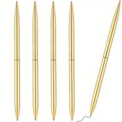 Resim 5 adet Dönüşlü Tasarımıyla Pürüzsüz Yazma İçin İş, Ofis, Düğün ve İnce Yazma İçin Şık Altın Metal Kalem - İmza Kalemleri|Sleek Yazma Aracı|Dayanıklı Metal Gövde 