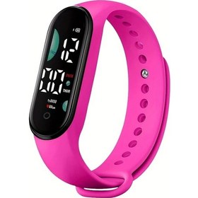Resim Sunshine022 Spor Stil Led Dokunmatik Koşu Işıklı 24 Saat Takvimli Silikon Kordon Öğrenci Çift Kol Saati Günlük Kullanım İçin Uygun Gül Kırmızısı Diğer 