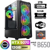 Resim Xaser Thunder x40 Ryzen 5 7500F 32GB DDR5 Ram 2TB M.2 NVMe SSD 12GB RTX5070 Masaüstü Oyuncu Bilgisayarı 