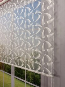 Resim Nova Serisi Üç Yaprak Desenli Çift Mekanizmalı Beyaz Tül Pembe Stor Perde Pembe 